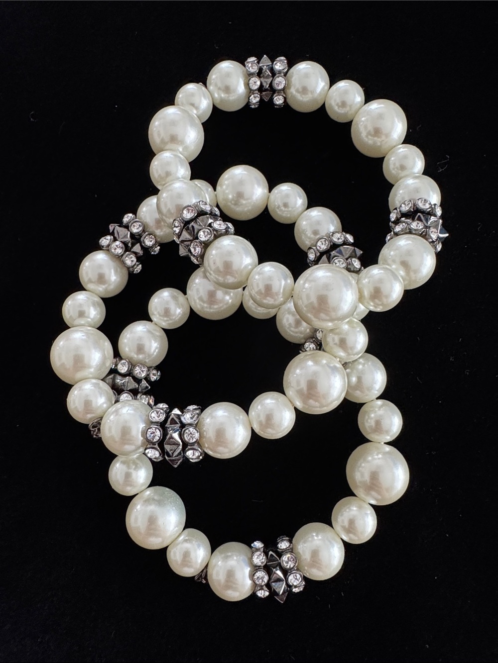 Bundle of 3 Faux Pearl Stretch Bracelets